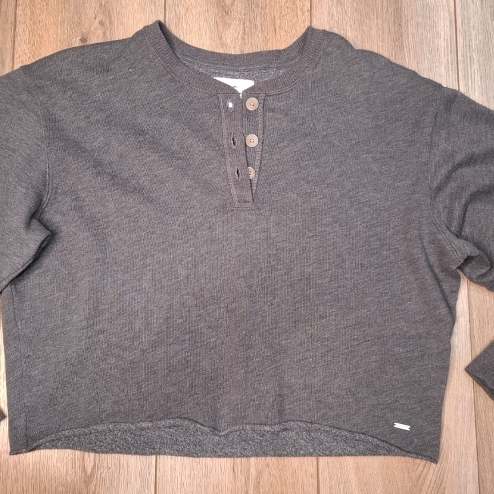 Gray Henley Long Sleeve Top hollister
